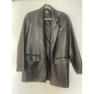 Zara Oversize Leather Blazer black size s